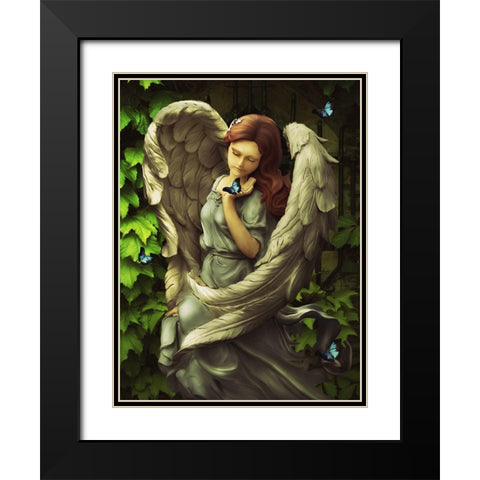 Angel Oriphiel Black Modern Wood Framed Art Print with Double Matting by Babette