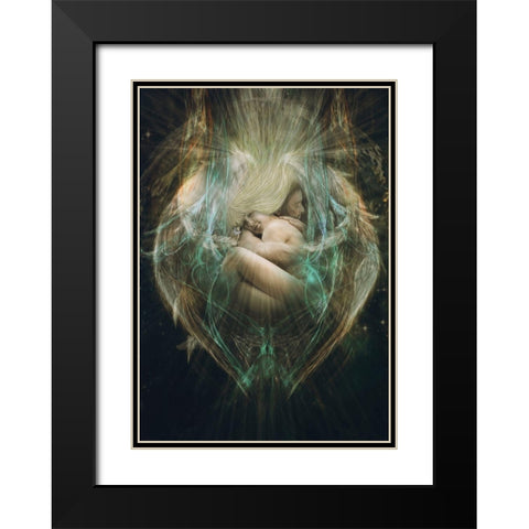 Angel Raguel Black Modern Wood Framed Art Print with Double Matting by Babette