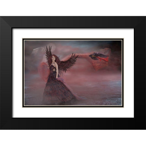 Code Red Black Modern Wood Framed Art Print with Double Matting by Babette