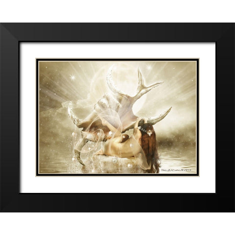 Venus Twee Black Modern Wood Framed Art Print with Double Matting by Babette