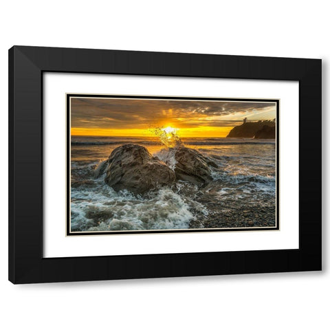 Splash I Black Modern Wood Framed Art Print with Double Matting by Kostka, Vladimir