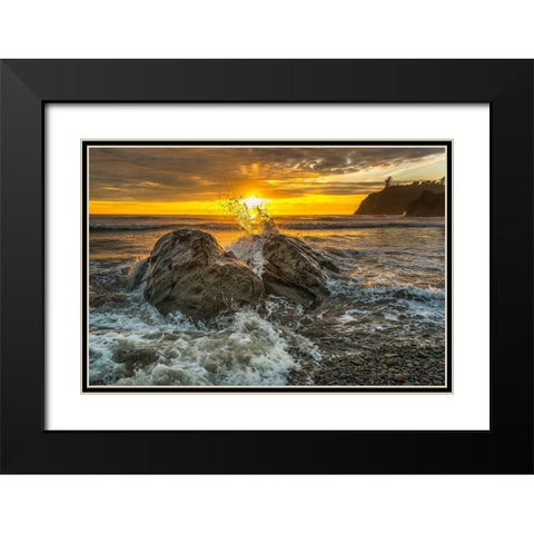 Splash I Black Modern Wood Framed Art Print with Double Matting by Kostka, Vladimir