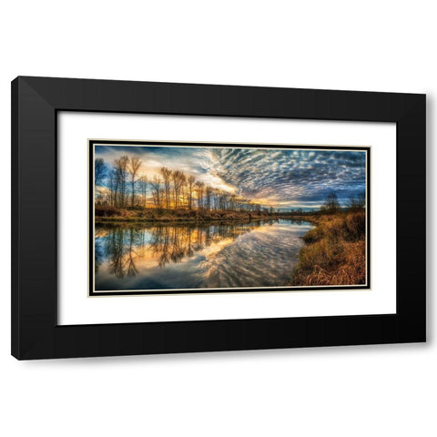 Clouds And River Black Modern Wood Framed Art Print with Double Matting by Kostka, Vladimir