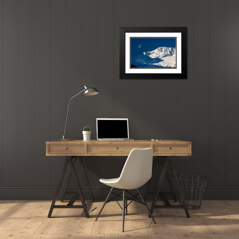 Moon And Mountains Black Modern Wood Framed Art Print with Double Matting by Kostka, Vladimir