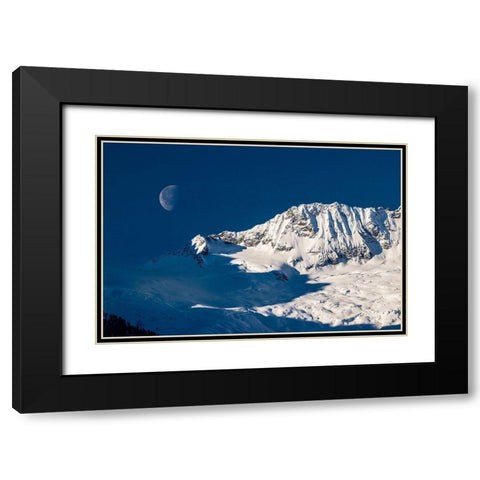 Moon And Mountains Black Modern Wood Framed Art Print with Double Matting by Kostka, Vladimir