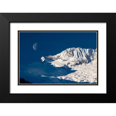 Moon And Mountains Black Modern Wood Framed Art Print with Double Matting by Kostka, Vladimir
