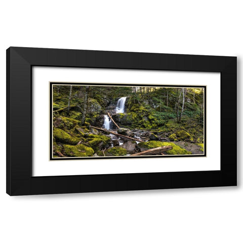 Stones And Waterfall Black Modern Wood Framed Art Print with Double Matting by Kostka, Vladimir