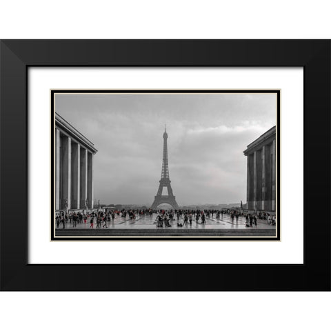 Paris With Red Accents Black Modern Wood Framed Art Print with Double Matting by Kostka, Vladimir