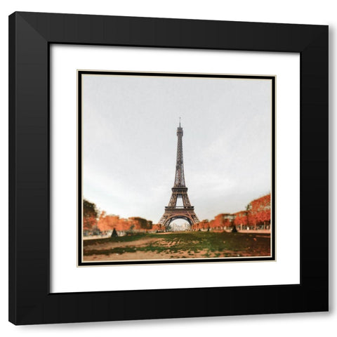 Eifeltower Black Modern Wood Framed Art Print with Double Matting by Kostka, Vladimir