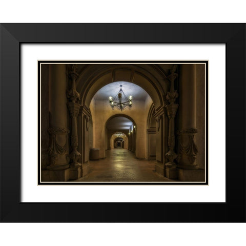 Alley With Chandelier Black Modern Wood Framed Art Print with Double Matting by Kostka, Vladimir