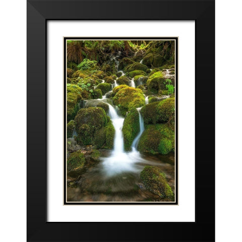 Waterfall I Black Modern Wood Framed Art Print with Double Matting by Kostka, Vladimir