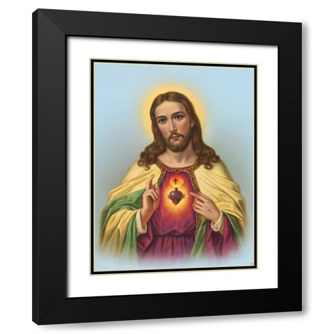 Hl. Herz Jesu Black Modern Wood Framed Art Print with Double Matting by Anonymous