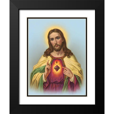 Hl. Herz Jesu Black Modern Wood Framed Art Print with Double Matting by Anonymous