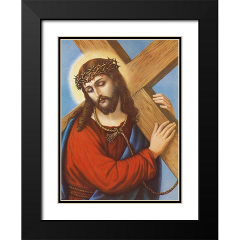 KREUZTRAGENDER CHRISTUS Black Modern Wood Framed Art Print with Double Matting by Anonymous