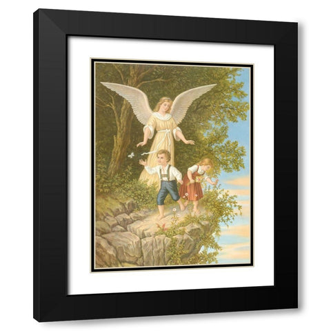 HL. SCHUTZENGEL Black Modern Wood Framed Art Print with Double Matting by Anonymous