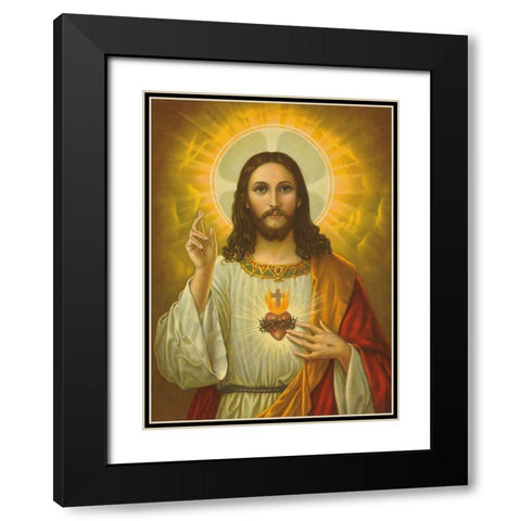 HL. HERZ JESU Black Modern Wood Framed Art Print with Double Matting by Anonymous