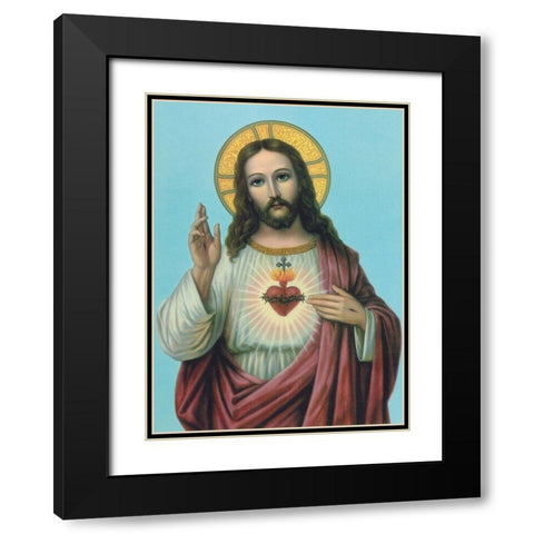 HL. HERZ JESU Black Modern Wood Framed Art Print with Double Matting by Anonymous