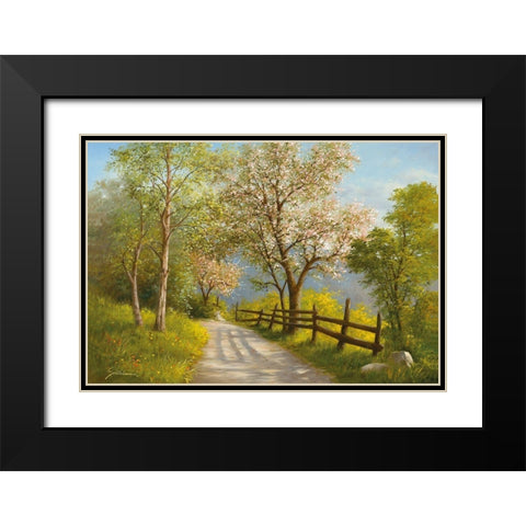 SPRING REVERIE Black Modern Wood Framed Art Print with Double Matting by Schoelnhammer, Heinz