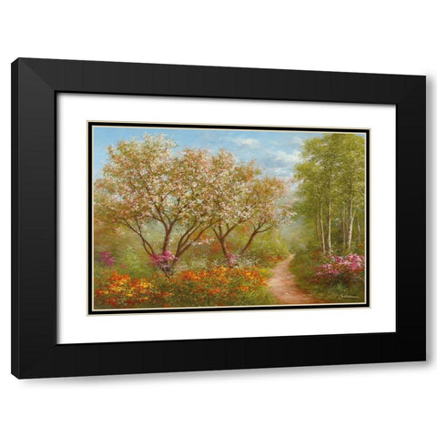 SUNLIGHT PATH Black Modern Wood Framed Art Print with Double Matting by Schoelnhammer, Heinz