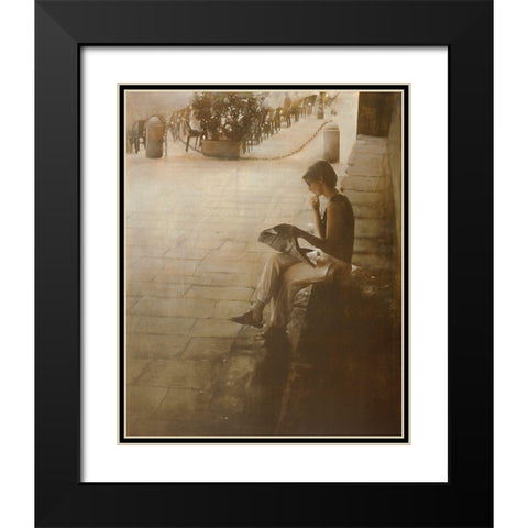 IN PIAZZA VECCIA Black Modern Wood Framed Art Print with Double Matting by Sgarbossa, Antonio