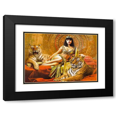 Cleopatra Black Modern Wood Framed Art Print with Double Matting by Voss, Johan