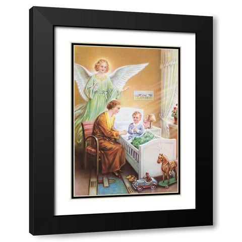 HL. SCHUTZENGEL Black Modern Wood Framed Art Print with Double Matting by Anonymous