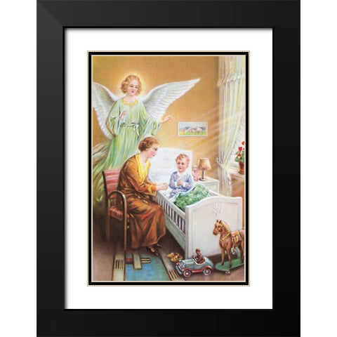 HL. SCHUTZENGEL Black Modern Wood Framed Art Print with Double Matting by Anonymous