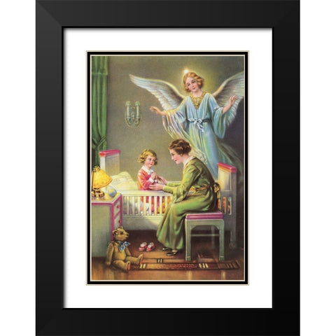 HL. SCHUTZENGEL Black Modern Wood Framed Art Print with Double Matting by Anonymous