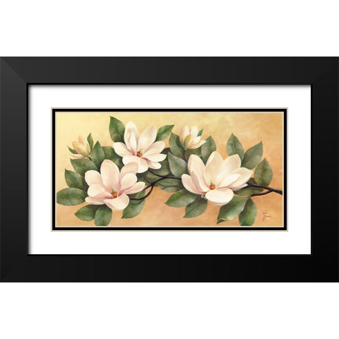 MAGNOLIA Black Modern Wood Framed Art Print with Double Matting by Fasani