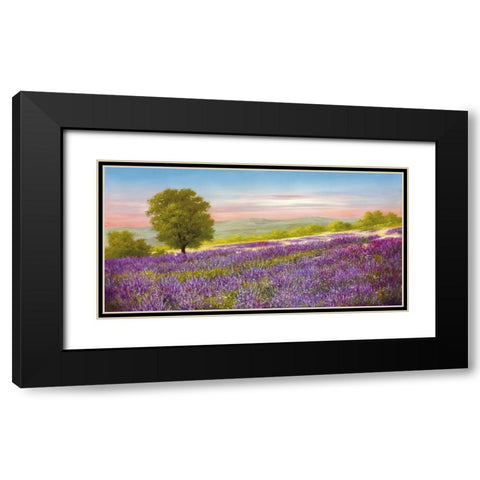 LAVENDER FIELD Black Modern Wood Framed Art Print with Double Matting by Schoelnhammer, Heinz