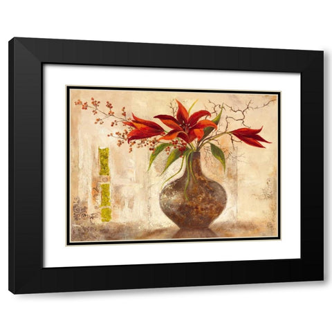Red Lilies Black Modern Wood Framed Art Print with Double Matting by Field, Anna