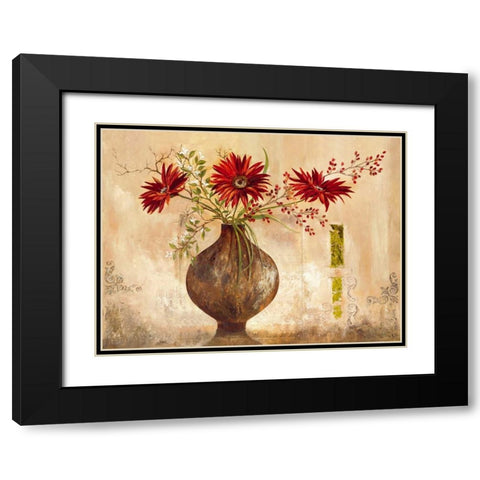 Red Gerberas Black Modern Wood Framed Art Print with Double Matting by Field, Anna