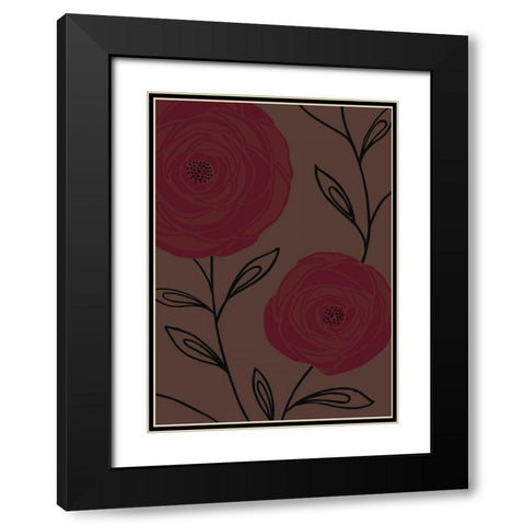 Chocolate Roses I Black Modern Wood Framed Art Print with Double Matting by Design Show