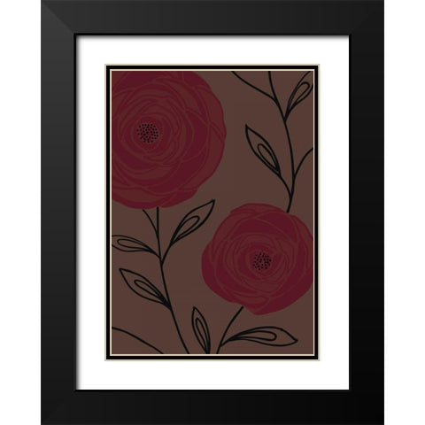 Chocolate Roses I Black Modern Wood Framed Art Print with Double Matting by Design Show