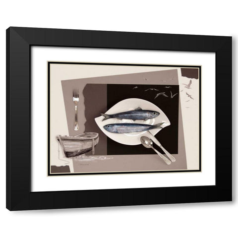 La Fin Dune Sardine Black Modern Wood Framed Art Print with Double Matting by Chamard, Jean-Marc