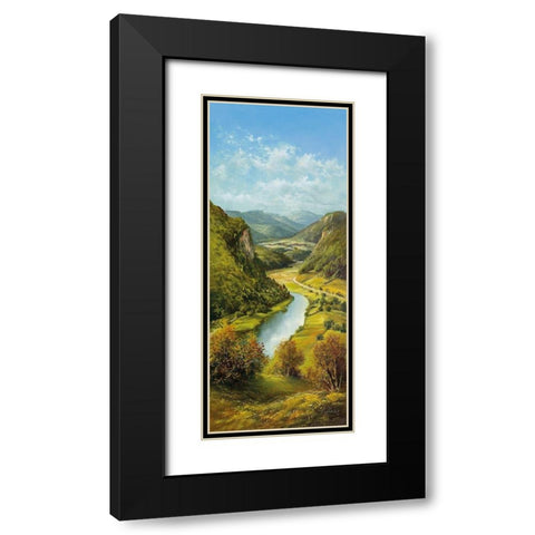 CARPATHIAN RIVER SCENE II Black Modern Wood Framed Art Print with Double Matting by Glassl, Helmut