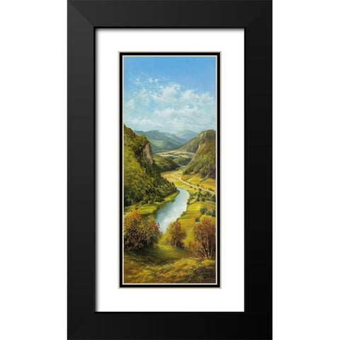 CARPATHIAN RIVER SCENE II Black Modern Wood Framed Art Print with Double Matting by Glassl, Helmut