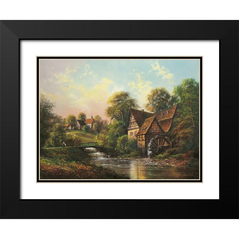 LOW BRIDGE Black Modern Wood Framed Art Print with Double Matting by Glassl, Helmut