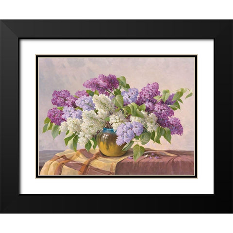LILAC Black Modern Wood Framed Art Print with Double Matting by Krueger, E.