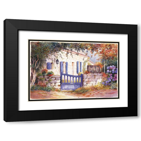 PORTE BLUE II Black Modern Wood Framed Art Print with Double Matting by Chamard, Jean-Marc