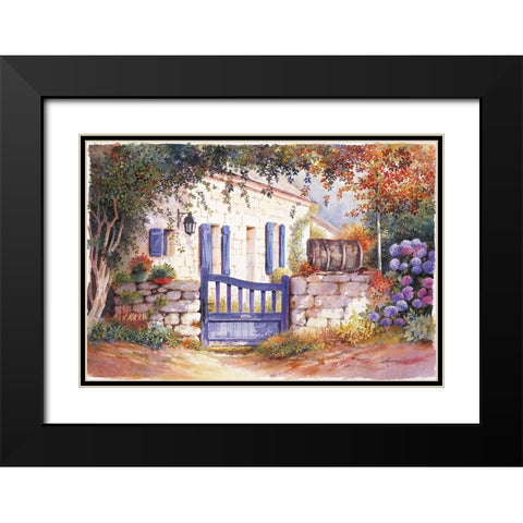 PORTE BLUE II Black Modern Wood Framed Art Print with Double Matting by Chamard, Jean-Marc