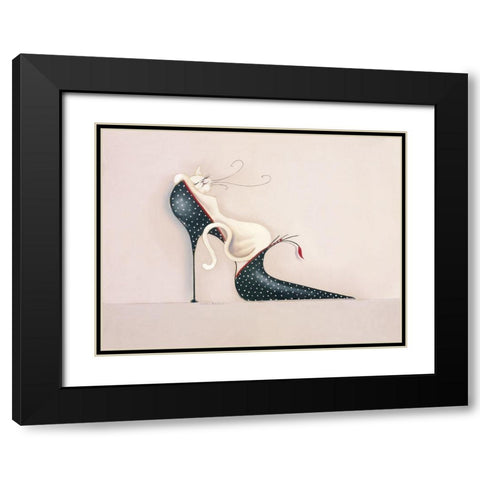 THE PURRFECT FIT I Black Modern Wood Framed Art Print with Double Matting by Robertson, Marilyn