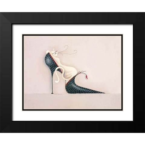 THE PURRFECT FIT I Black Modern Wood Framed Art Print with Double Matting by Robertson, Marilyn