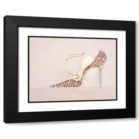 THE PURRFECT FIT II Black Modern Wood Framed Art Print with Double Matting by Robertson, Marilyn