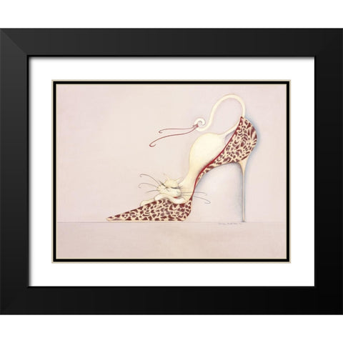 THE PURRFECT FIT II Black Modern Wood Framed Art Print with Double Matting by Robertson, Marilyn