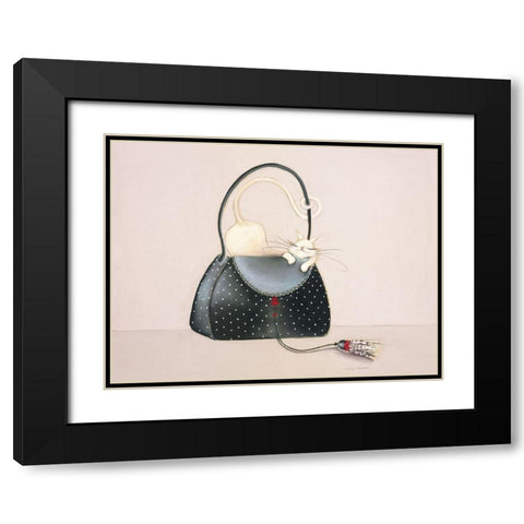 THE CAT OUT OF THE BAG I Black Modern Wood Framed Art Print with Double Matting by Robertson, Marilyn