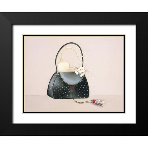 THE CAT OUT OF THE BAG I Black Modern Wood Framed Art Print with Double Matting by Robertson, Marilyn