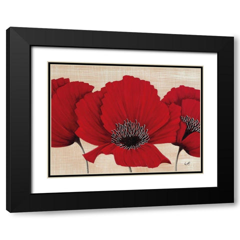 LINEN POPPY Black Modern Wood Framed Art Print with Double Matting by Lake, Kaye