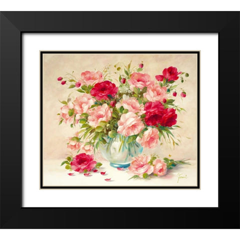 Medley With Roses Black Modern Wood Framed Art Print with Double Matting by Fasani