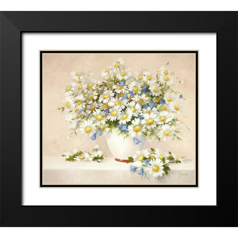 Medley With Daisies Black Modern Wood Framed Art Print with Double Matting by Fasani